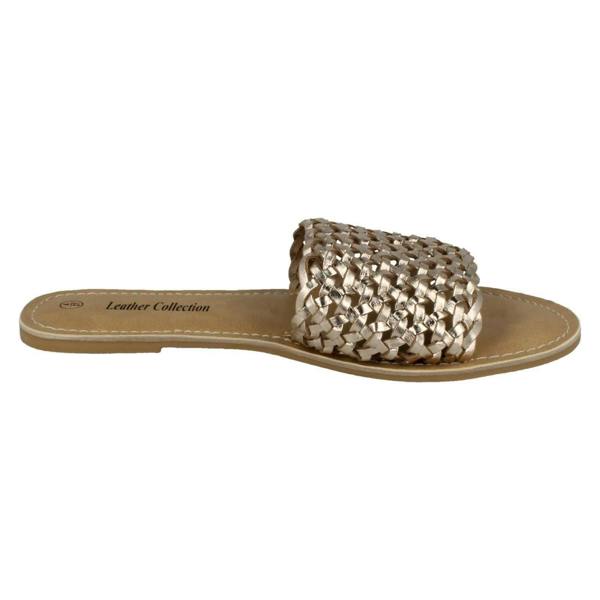 Leather Collection Ladies Leather Collection Flat Weave Mule Sandals