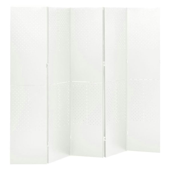 Berkfield 5-Panel Room Divider White 200x180 cm Steel