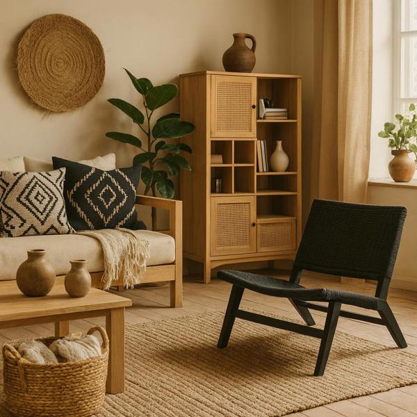 Wyld Haus Wigletree Black Wood Lounge Accent Chair