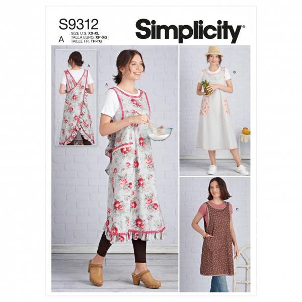 Simplicity Sewing Pattern 9312, Aprons for Women, A (XS-S-M-L-XL) - Intermediate