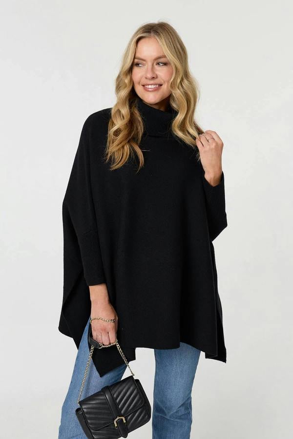 Black | Oversized Roll Neck Pullover