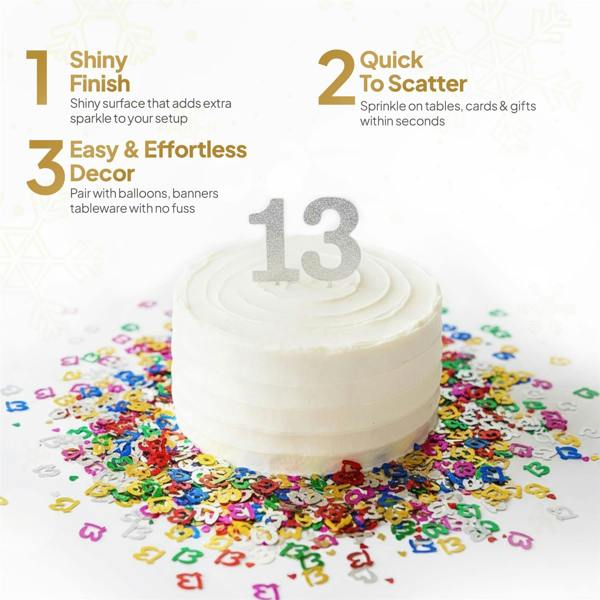 13th Birthday Multicolour Foil Confetti Pack for Party Table Decorations, 1 Pack to 4 Pack image 9