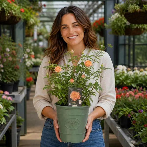 3L Happy Birthday Peach Rose Bush - Beautiful Flowering Plant Gift