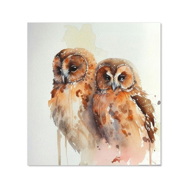 Warren Reed - Designer Loving Tawny Owls Watercolour Kitchen Splashback