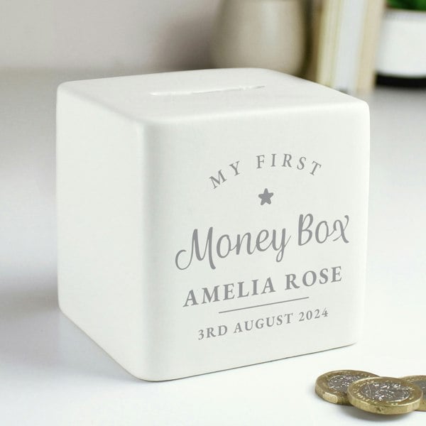 Personalised Memento Company Personalised My First Ceramic Square Money Box