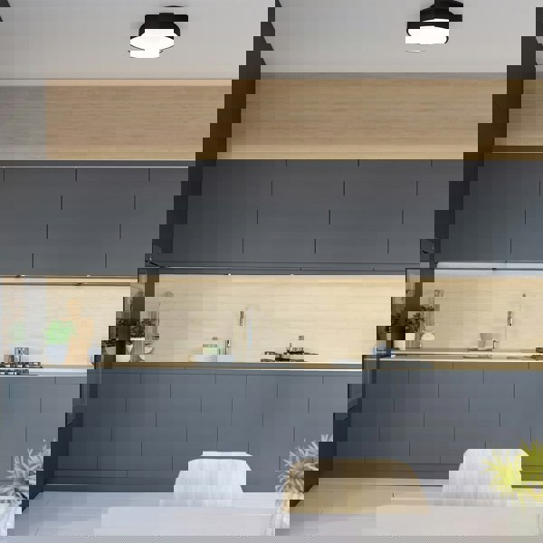 Milagro Ohio LED Flush Ceiling Lamp In Stylish Matt Black 24W(122W) With A Diameter of 45CM