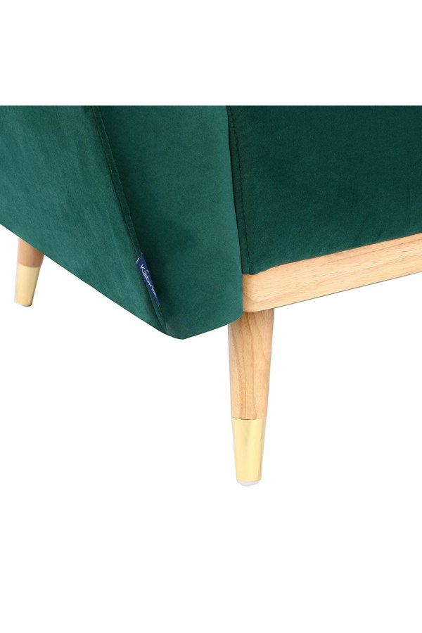 Living and Home Modern Velvet 3 Seater Sofa Bed Recliner Couch with Wood Legs