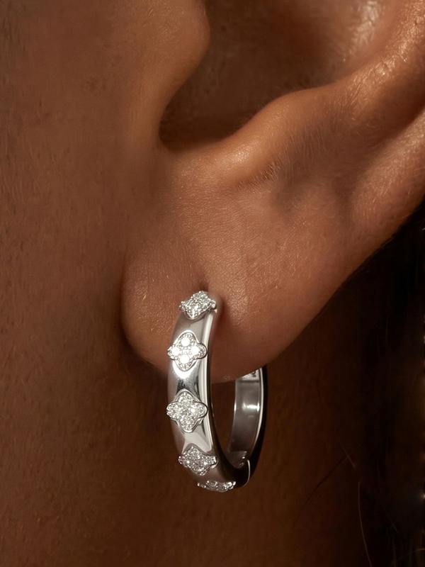 MUCHV Moissanite Hydrangea Hoop Earrings