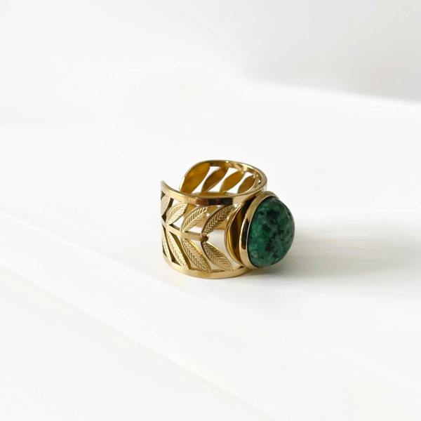 Luxe Tones Zariya Luxe 18k Gold Plated Statement Stone Ring