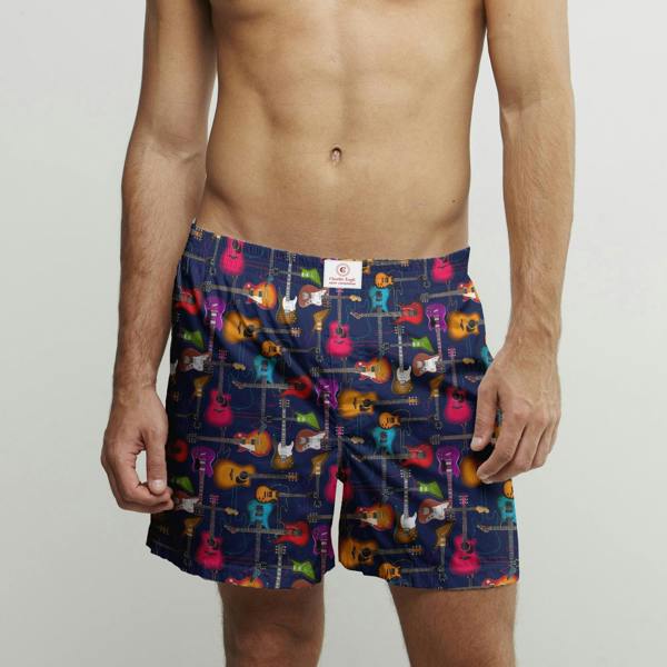 GUITAR COTTON POPLIN PRINT BOXER SHORTS – Premium Men's Patterned Shirt by Claudio Lugli | Bold Design, Tailored Fit, Best Printed Shirts