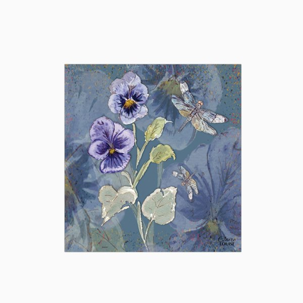 Claire Louise - Designer Powder Bloom Pansies Glass Kitchen Splashback