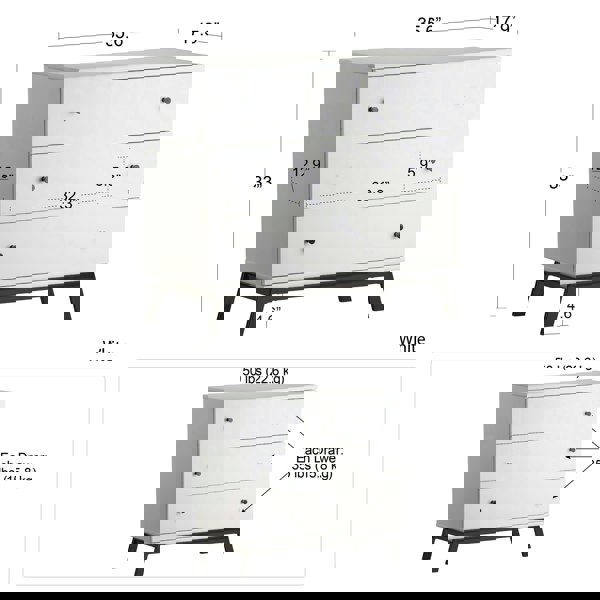 Dorel Home RV Lark Urban 3DRW Dresser wTopper White Grey