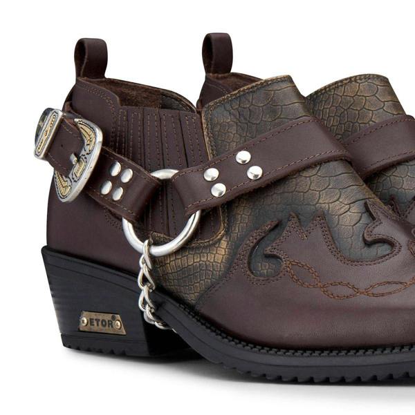 Infinity Leather Men’S Brown Snakeskin Winklepicker Leather Biker Boots