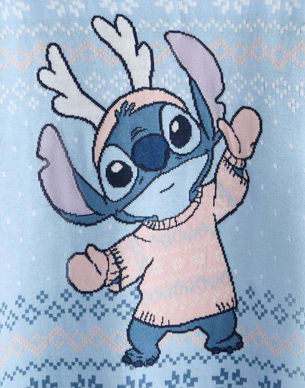 Disney Girls Blue Stitch Christmas Jumper