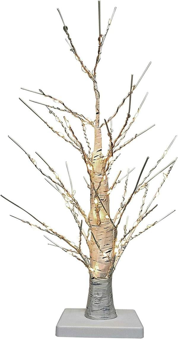 Just for Christmas Birch Tree Battery Operated Xmas Decoration Twig Tree Lamp with 70 Warm White LEDs