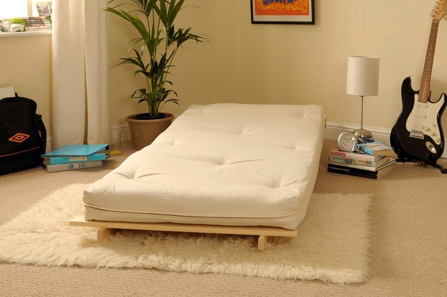 Comfy Living Wooden Futon sofa bed frame with a Standard Mattress