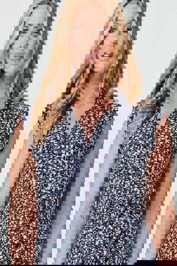 Navy | Ditsy Floral Frill Hem Maxi Dress