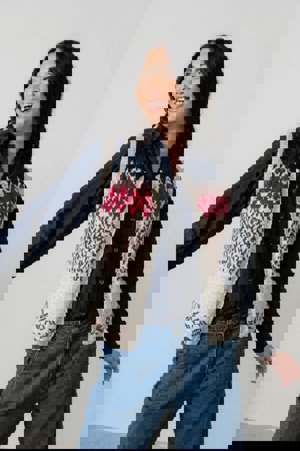 Elspeth Cable Knit High Neck Jumper Navy | Lily and Me Clothing