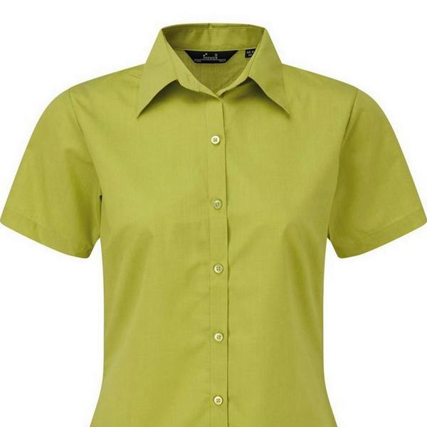 Premier Short Sleeve Poplin Blouse / Plain Work Shirt - Lime