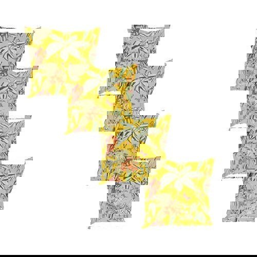 PREMIUM ZEN FOOTSTOOL YELLOW FIRST BIRD FLORAL POUFFE FOOTREST - ISTOOLS