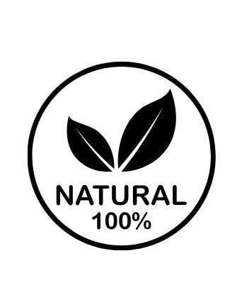 ET 9 Circular logo with leaves and 'NATURAL 100%' text on a white background