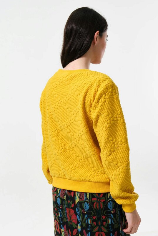 Jan Cable Quilt Sweatshirt - Mustard