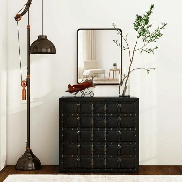 Bobobiy Rectangular Wall Mirror with HD Glass - Black