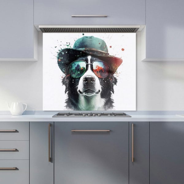 Warren Reed - Designer Border Collie Dog Face Splashart Kitchen Splashback