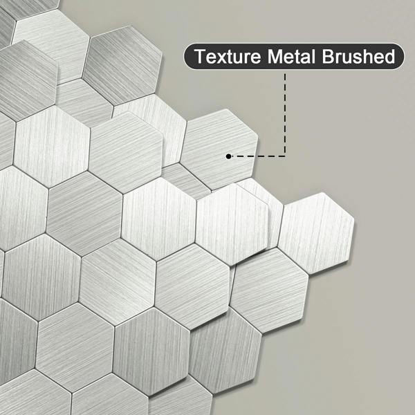 ENER-J Large HexaStyle Aluminum Peel & Stick Tile, Size: 290 x 288 x 4 mm (Pack of 4)