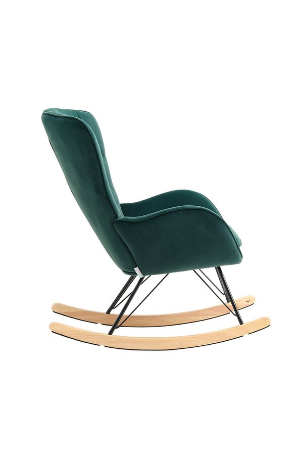 Living and Home Green Modern Diamond Check Tufted Velvet Rocking Chair