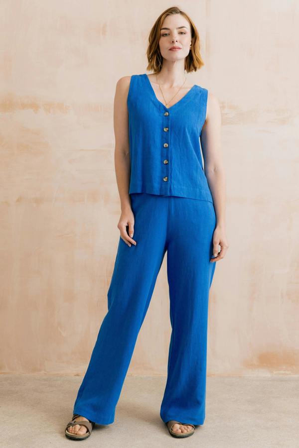 Lily & Me Allium Two Way Button Through Vest Cobalt