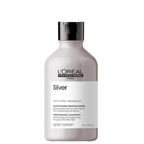 L'Oreal Professional Serie Expert Silver shampoo bottle on a white background