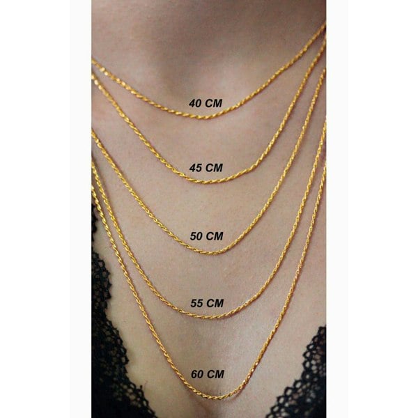Spero London 9ct Solid Gold Italian Rope Chain Necklace
