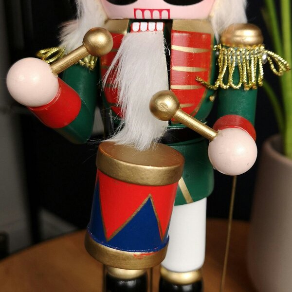 Samuel Alexander 30cm Musical Christmas Drummer Wooden Nutcracker Decoration