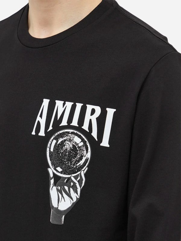 AMIRI CRYSTAL BALL LONG SLEEVE TEE BLACK