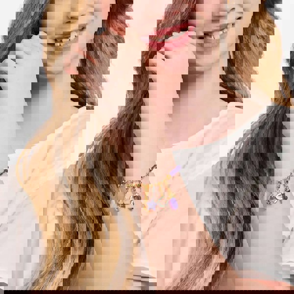 THOMAS SABO Gold Plated Purple Hexagon Amulet Charm 2048-973-13