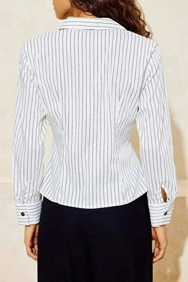 WOVCOR Striped Fitted Shirt with Button Detail