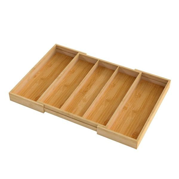 Toque Bamboo Expandable Kitchen Drawer Organiser 3-5 Slot Waterproof Storage