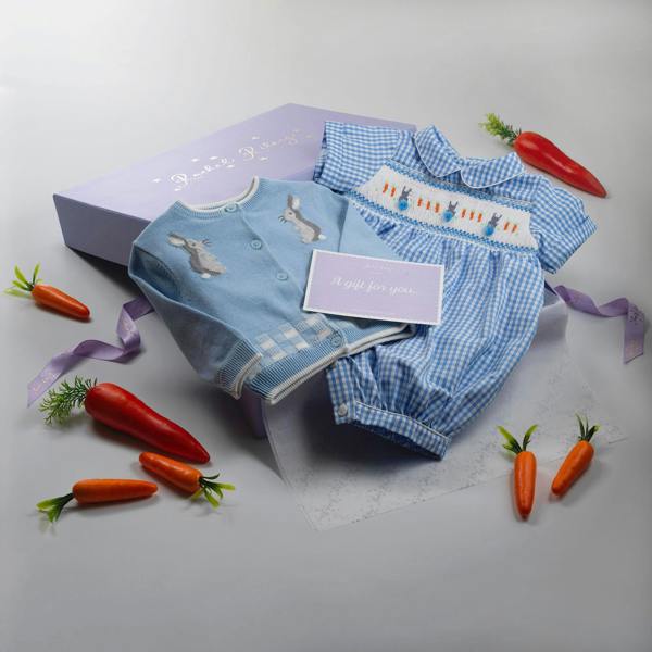 Rachel Riley Blue Bunny Smocked Gift Set