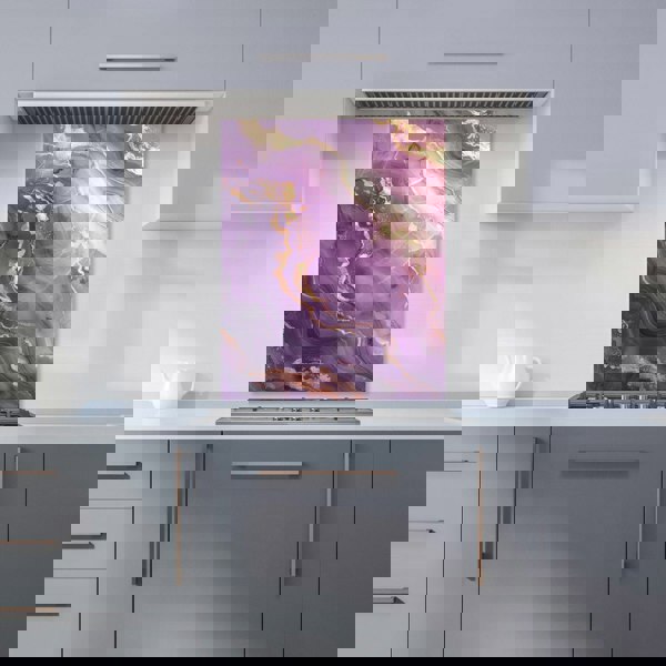 Warren Reed - Designer Purple And Gold Marble Effect Kitchen Splashback