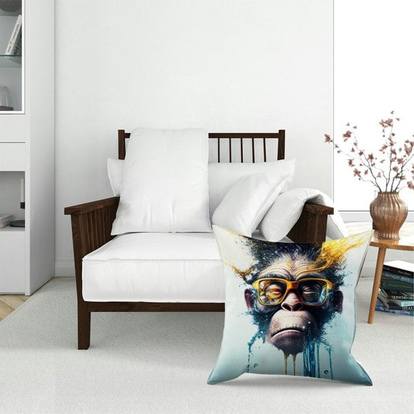 Warren Reed Monkey Splashart Floor Cushion