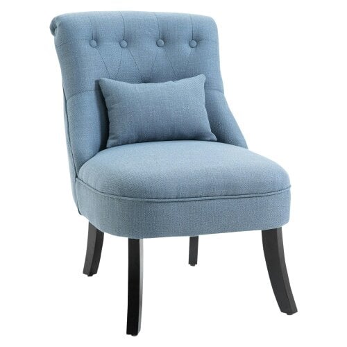 Wyld Haus Sese Vera Fabric Blue Tub Style Accent Chair With Pillow And Solid Wood Legs