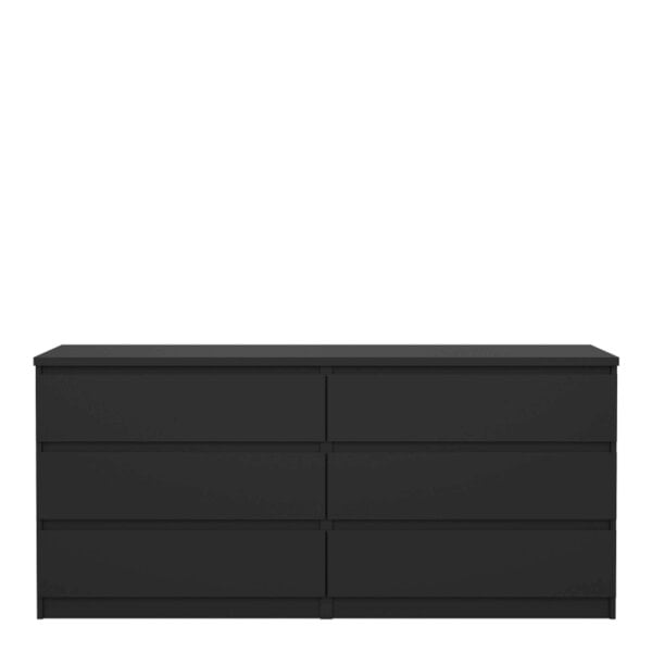 Wyld Haus Budapest Matt Black Wooden Wide Chest 6 Drawers
