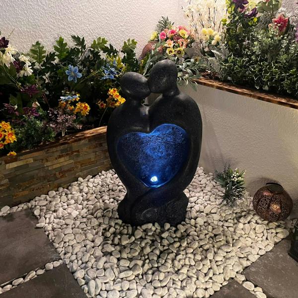 Tranquillity Water Features Heart Couple Contemporary Solar Water Feature