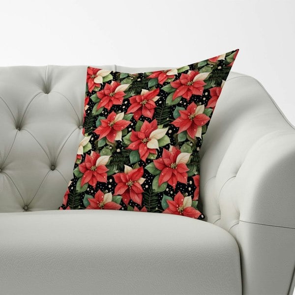 Warren Reed Poinsettia, Watercolor Style Cushions