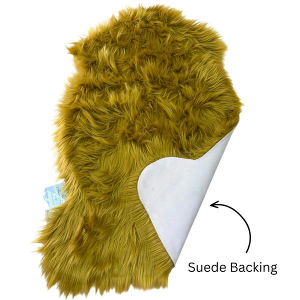 HomeSpace Direct Luxury Faux Rabbit Fur Rug Mustard Yellow