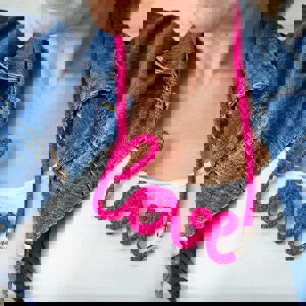 Fuchsia Love Word Necklace