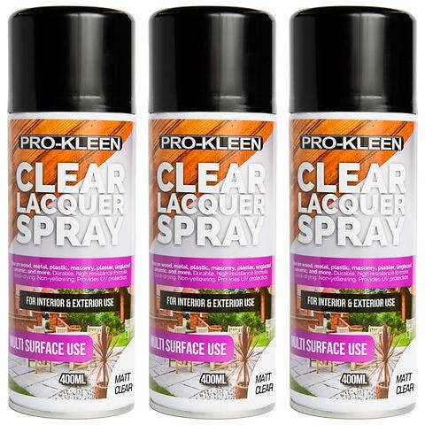 ProKleen Pro-Kleen Clear Matt Lacquer Spray 400ml x3 Protects & Seals Fast Drying Formula