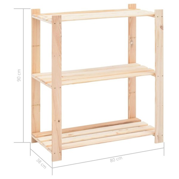 Berkfield 3-Tier Storage Racks 2 pcs 80x38x90 cm Solid Pinewood 150 kg