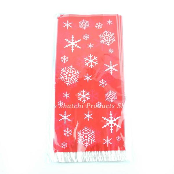 3cm Red Christmas Cello Bags, 20 Pack Snowflake Design with Twist Ties for Treats image 5